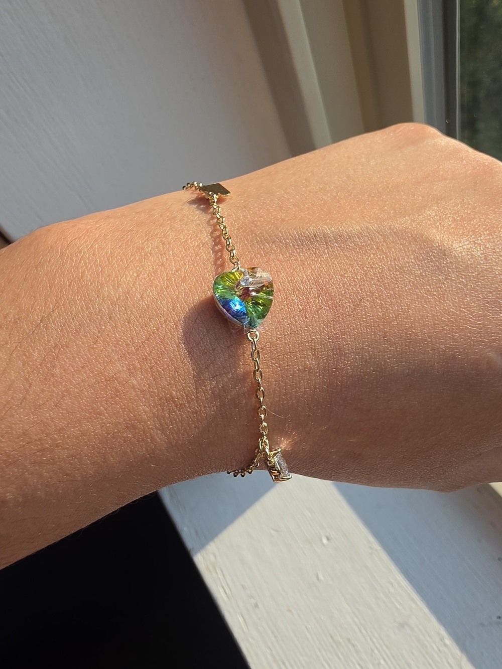Hermosa Pulsera Corazon Tornasol Oro Laminado 14k